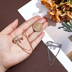 2Pcs 2 Colors Alloy Rhinestone Hanging Chain Brooches&nbsp;JEWB-PH0001-77