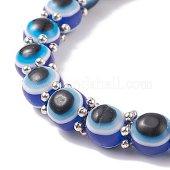 Resin Evil Eye Beaded Stretch Bracelet with Alloy Charm for Men Women&nbsp;BJEW-JB08216