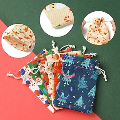 12Pcs 6 Styles Christmas Theme Cloth Printed Storage Bags&nbsp;ABAG-FS0001-09