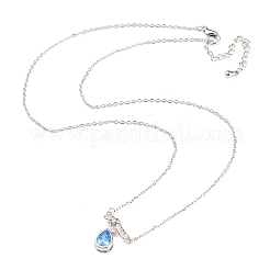 Bowknot with Teardrop Cubic Zirconia Pendant Necklace with Brass Cable Chains&nbsp;NJEW-F316-02P