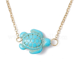4Pcs 4 Styles Beach Dyed Synthetic Turquoise Starfish Turtle Pendant 304 Stainless Steel Chain Necklaces&nbsp;NJEW-JN05249