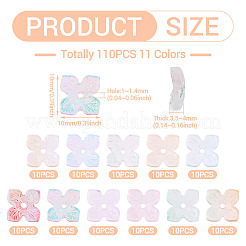110Pcs 11 Colors Baking Paint Transparent Glass Bead Caps&nbsp;DGLA-TA0001-39
