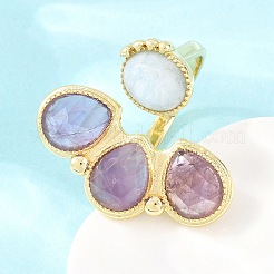 Natural Amethyst & Natural Aquamarine Cuff Rings&nbsp;GG-G001-03G-05