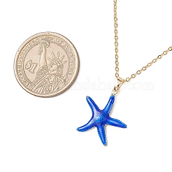 Brass Enamel Starfish Pendant 304 Stainless Steel Cable Chain Necklaces for Women&nbsp;NJEW-JN05385