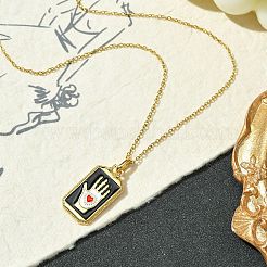Rectangle Tarot 304 Stainless Steel with Enamel Pendant Necklaces for Women&nbsp;NJEW-G157-01G-02