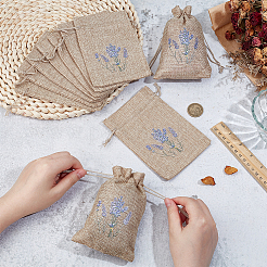Lavender Printed Linen Sachet Storage Drawstring Bags&nbsp;ABAG-WH0045-62D