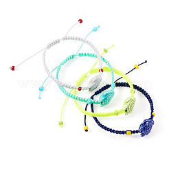 4Pcs 4 Colors Porcelain Tortoise Braided Bead Bracelets Set&nbsp;BJEW-TA0001-17