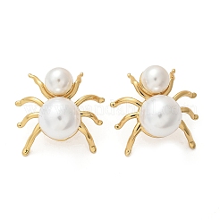 304 Stainless Steel & ABS Plastic Imitation Pearl Spider Stud Earrings&nbsp;EJEW-S253-20G