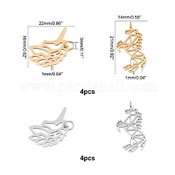 16Pcs 2 Style 201 Stainless Steel Pendants and Filigree Joiners&nbsp;STAS-DC0001-55