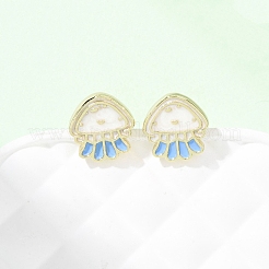 Brass Enamel Stud Earrings&nbsp;LS-EJEW-B152-01G-02