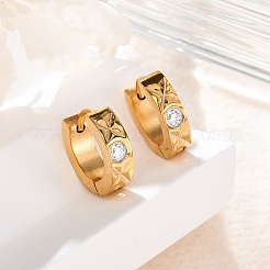 304 Stainless Steel with Cubic Zirconia Polishing effect Hoop Earrings&nbsp;EJEW-M001-25G