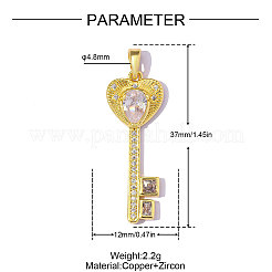 Brass Micro Pave Cubic Zirconia Pendants&nbsp;CU-OY002-05G-01