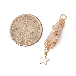3Pcs 3 Styles Electroplated Natural Quartz Crystal Nuggets Copper Wire Wrapped Pendants&nbsp;PALLOY-JF03126