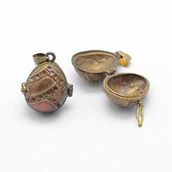 Brass Prayer Box Pendants&nbsp;KK-F722-23C-RS