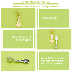 6Pcs 2 Colors 304 Stainless Steel European Dangle Charms&nbsp;STAS-UN0039-47