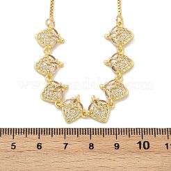 Brass Micro Pave Clear Cubic Zirconia Fruit Bib Necklaces&nbsp;NJEW-F342-01A-G