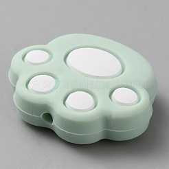 Cat Paw Print Food Grade Eco-Friendly Silicone Focal Beads&nbsp;SIL-WH0012-040G
