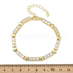 Brass Micro Pave Clear Cubic Zirconia Link Chain Bracelets for Women&nbsp;BJEW-P366-02A-G