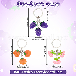 3Pcs 3 Styles Plastic Keychains&nbsp;KEYC-GF0001-25
