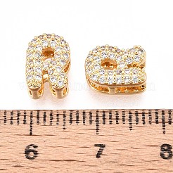 Brass Micro Pave Clear Cubic Zirconia Beads&nbsp;KK-T071-17G-R