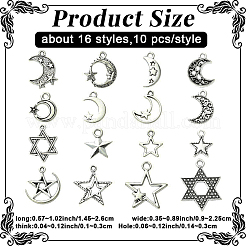 160Pcs 16 Styles Tibetan Style Alloy Pendants&nbsp;TIBE-YW0002-06-RS