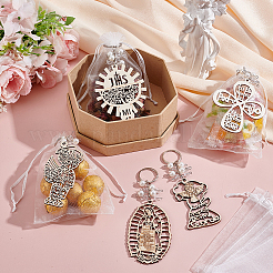 60Pcs Baptism Theme Wood & Glass Bead Keychains&nbsp;KEYC-GA00014