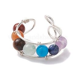 Chakra Theme Natural & Synthetic Mixed Gemstone Cuff Earrings&nbsp;EJEW-JE05698-01