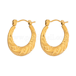 304 Stainless Steel Textured Oval Hoop Earrings for Women&nbsp;NR0139