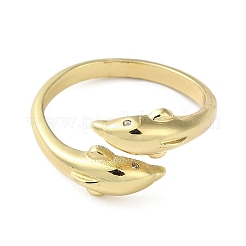 Brass with Cubic Zirconia Open Cuff Rings&nbsp;RJEW-Z017-01G