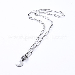 Non-Tarnish Moon 304 Stainless Steel Pendant Necklaces&nbsp;X-NJEW-JN02888-02