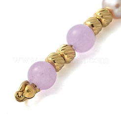 Natural Purple Angelite & Plastic Imitation Pearl Round Beaded Connector Charms/Links&nbsp;LS-STAS-L277-11G-04