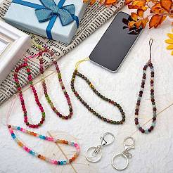 Natural Weathered Agate and Iron Alloy Lobster Claw Clasp Keychain&nbsp;HJEW-SW00007-22