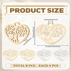 8Pcs 2 Colors 201 Stainless Steel Pendants&nbsp;STAS-LP0004-55
