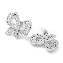 Bowknot Rack Plating Brass Cubic Zirconia Stud Earrings for Women&nbsp;EJEW-K245-07P
