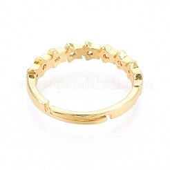 Brass Micro Pave Cubic Zirconia Cuff Rings for Women&nbsp;KK-T071-82G