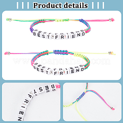 12Pcs 12 Color Word Best Friend Acrylic Braided Bead Bracelets Set&nbsp;BJEW-AN0001-47