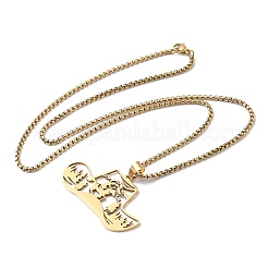 201 Stainless Steel Hollow Cowboy Hat Pendant Necklaces&nbsp;NJEW-H065-27G