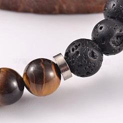 Natural Lava Rock Beaded Stretch Bracelets&nbsp;BJEW-JB02184-03