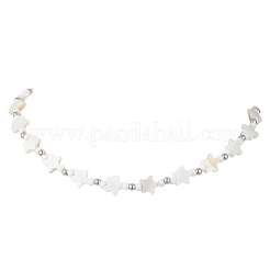 2Pcs 2 Styles Natural White Shell & Brass Moon Star Beaded Necklaces&nbsp;NJEW-JN05854