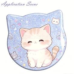 Cat Shape Iron Blank Badge Button Parts&nbsp;IFIN-D004-01P