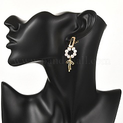 Bowknot Brass Rhinestone Dangle Stud Earrings&nbsp;EJEW-JE07065