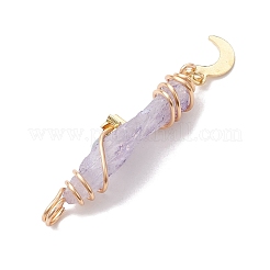 3Pcs 3 Styles Electroplated Natural Quartz Crystal Copper Wire Wrapped Pendants&nbsp;PALLOY-JF02586-01
