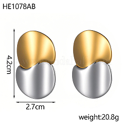 Two Tone Flat Round 304 Stainless Steel Dangle Stud Earrings&nbsp;STAS-OY016-84G