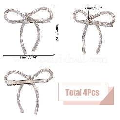 4Pcs Bowknot Rhinestone Alligator Hair Clips&nbsp;PHAR-HS0001-04