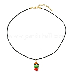 Handmade Lampwork Fish Pendant Black Waxed Cord Necklaces&nbsp;NJEW-JN06331