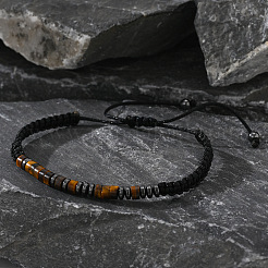 Natural Tiger Eye & Synthetic Magnetic Hematite Beads Beaided Bead Bracelets for Men Women&nbsp;LW5953