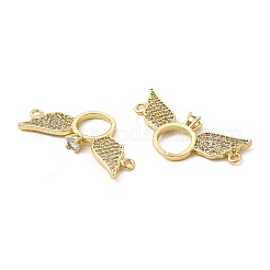 Brass Micro Pave Clear Cubic Zirconia Connector Charms&nbsp;KK-E068-VB069