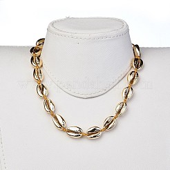 Cowrie Shell Beads Necklaces with Nylon Thread Cord and Brass Beads&nbsp;NJEW-JN02406