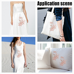 2Pcs Flower Polyester with Plastic Pearl Embroidery Sew on Cloth Patches&nbsp;PATC-HY0002-03A