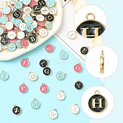 104Pcs 4 Colors Initial Letter A~Z Alphabet Enamel Charms&nbsp;ENAM-FS0003-90